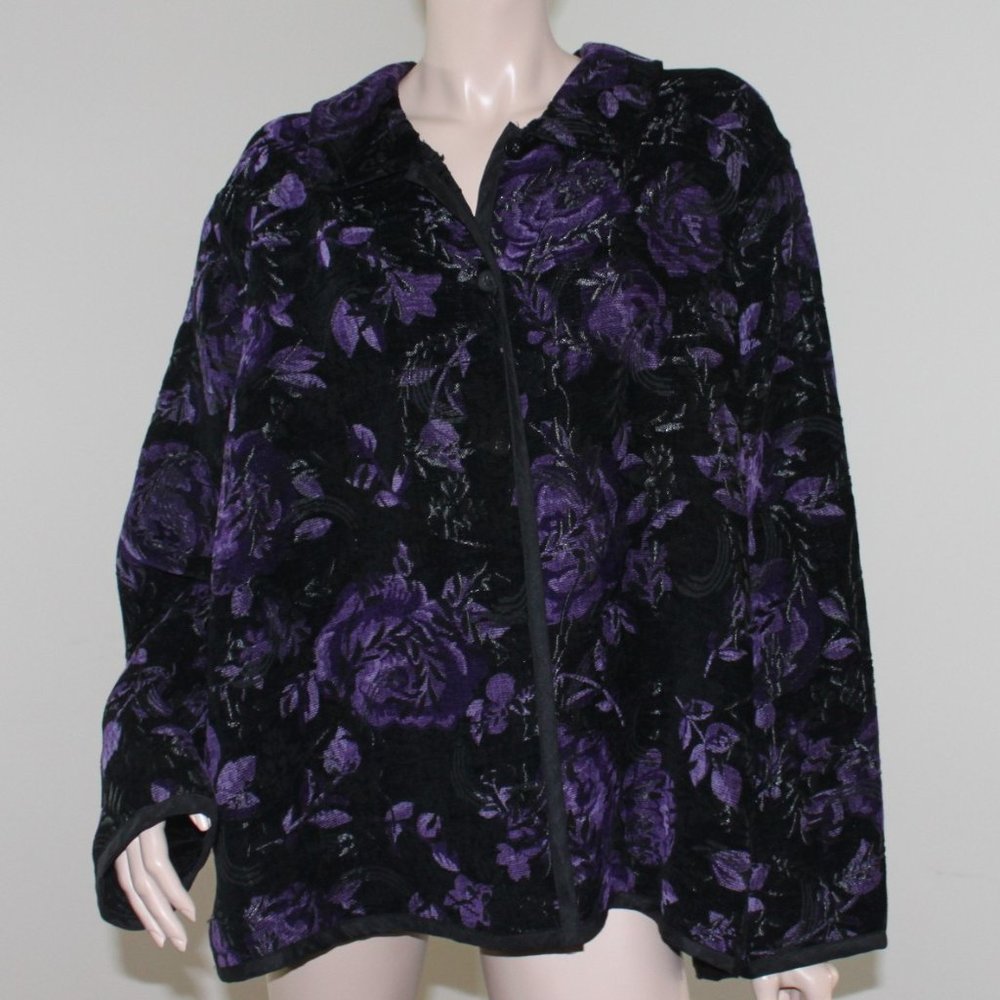 Purple & Black Reversible Floral Blazer